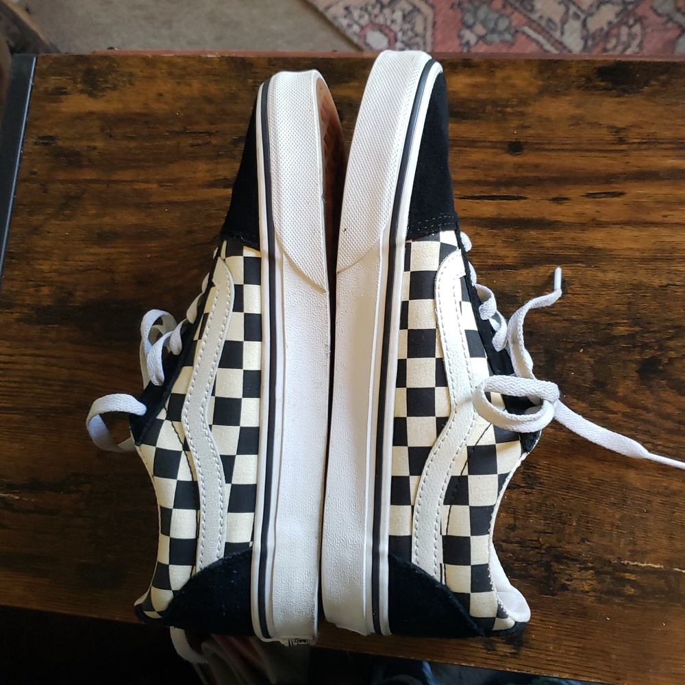 Vans Old Skool Suede and Canvas Sneakers Black and White Checker - Picture 11 of 14